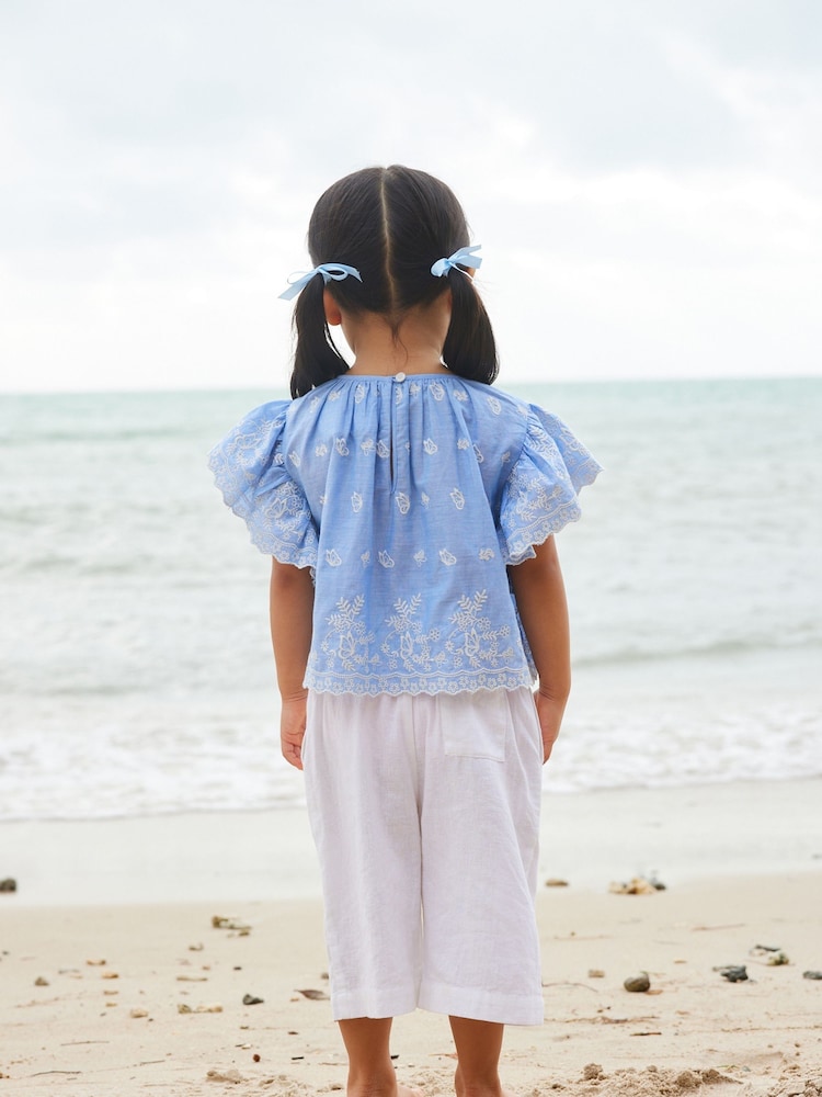 Blue Embroidered Blouse And Trousers Set (3mths-8yrs) - Image 2 of 6