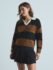 Black/Brown Stripe Rugby Knit Jumper - Image 2 of 4