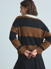 Black/Brown Stripe Rugby Knit Jumper - Image 3 of 4