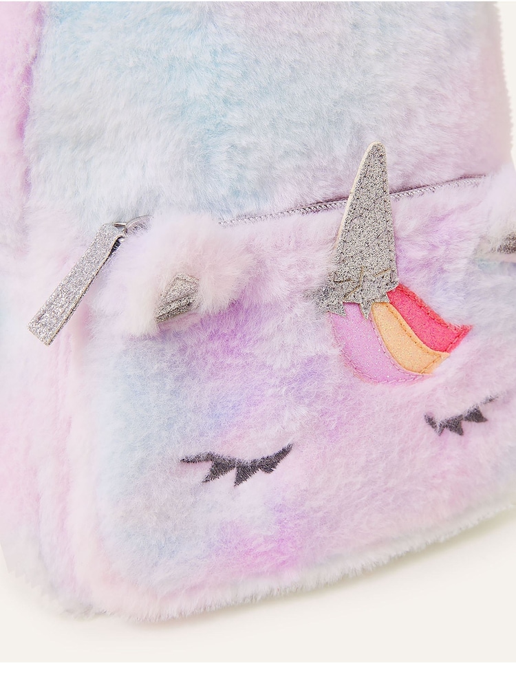 Angels By Accessorize Kids Pink Fluffy Unicorn Backpack - Image 4 of 4