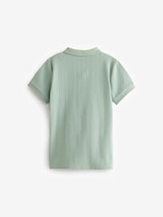 Mineral Green Textured Short Sleeve 100% Cotton Polo Shirt (3-16yrs) - Image 2 of 3