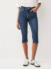 Denim Dark Blue Capri Cropped Jeans - Image 1 of 5