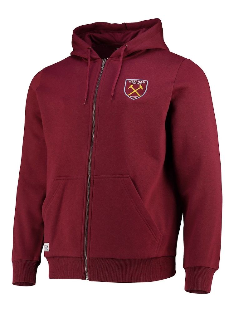 Fanatics Red West Ham United Zip Through Hoodie - Image 2 of 3 Fanatics Red West Ham United Zip Through Hoodie - Image 2 of 3