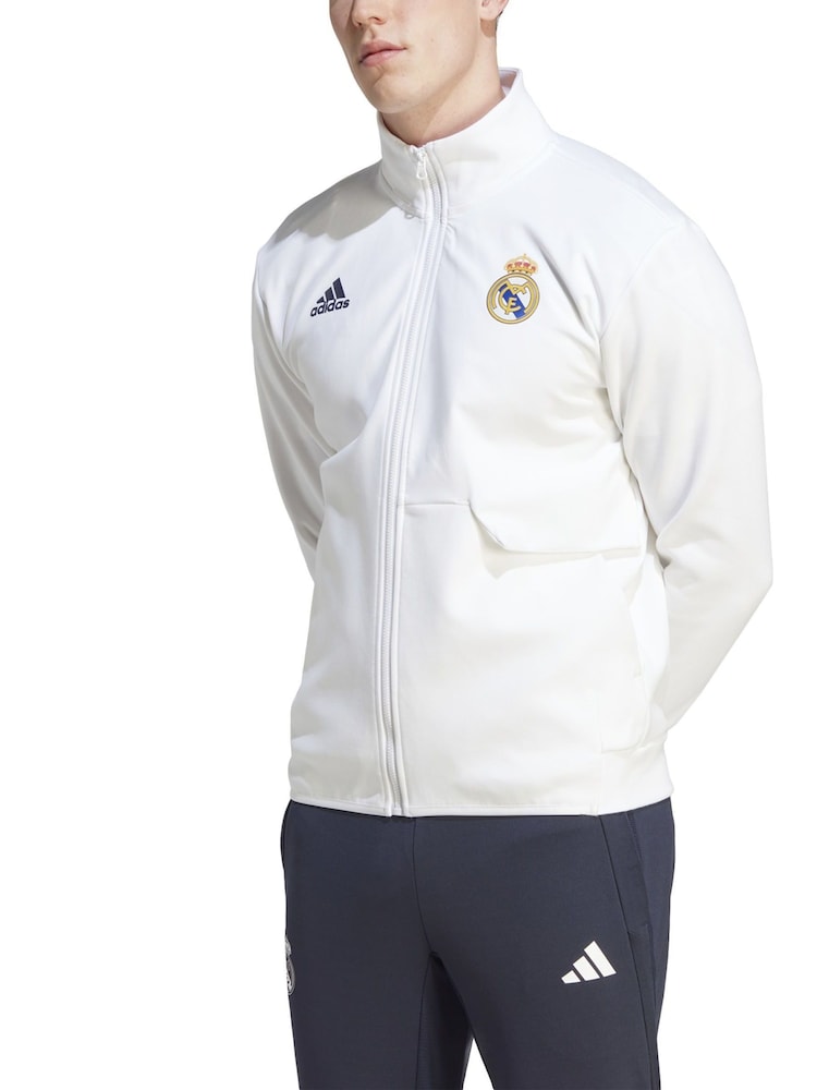 adidas White Real Madrid Anthem Jacket - Image 1 of 3