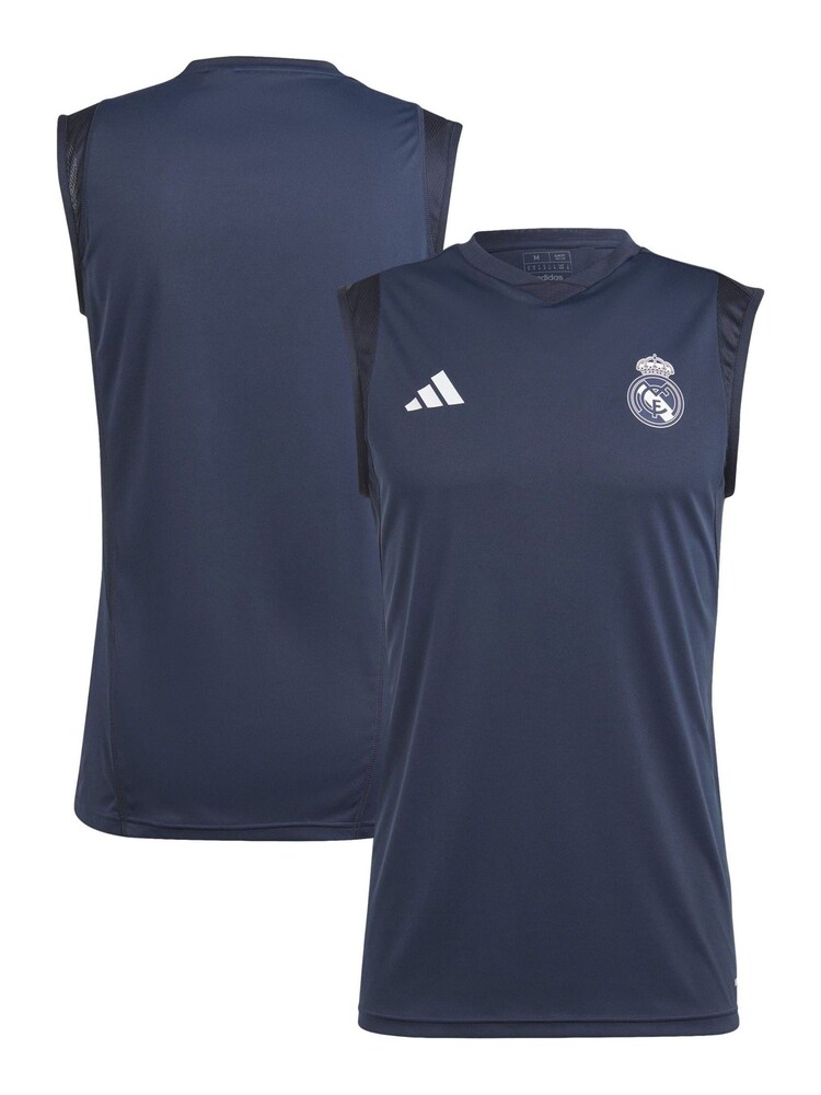 adidas Blue Real Madrid Training Sleeveless Jersey - Image 1 of 3 adidas Blue Real Madrid Training Sleeveless Jersey - Image 1 of 3