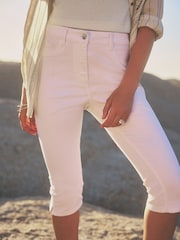 White Capri Cropped Jeans - Image 2 of 6