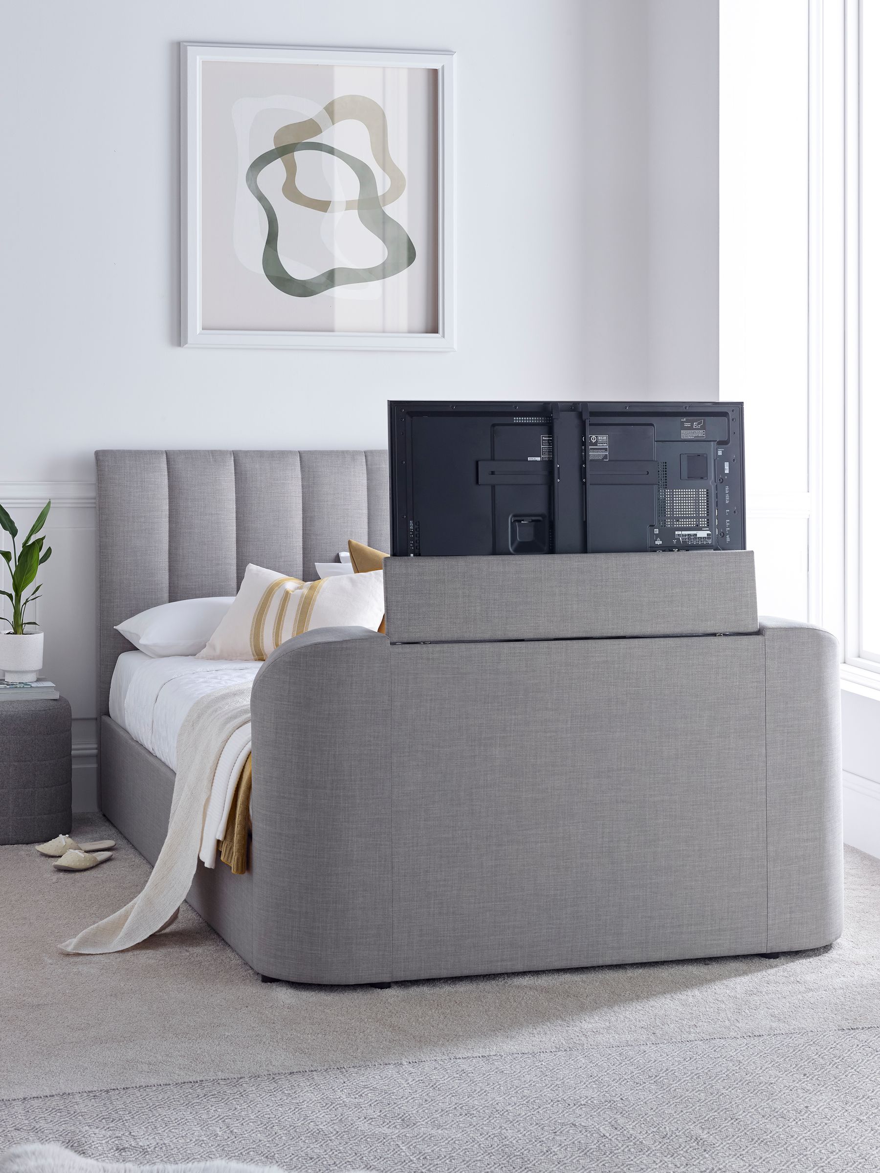 Time 4 Sleep Unisex Grey Time4sleep Lucille Upholstered Tv Bed Frame - Image 1