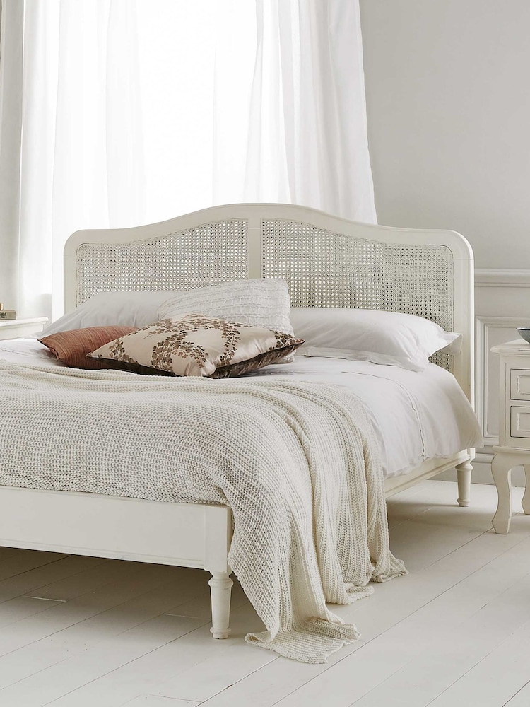 time4sleep White Liberty Rattan Wooden Bed Frame - Image 2 of 4