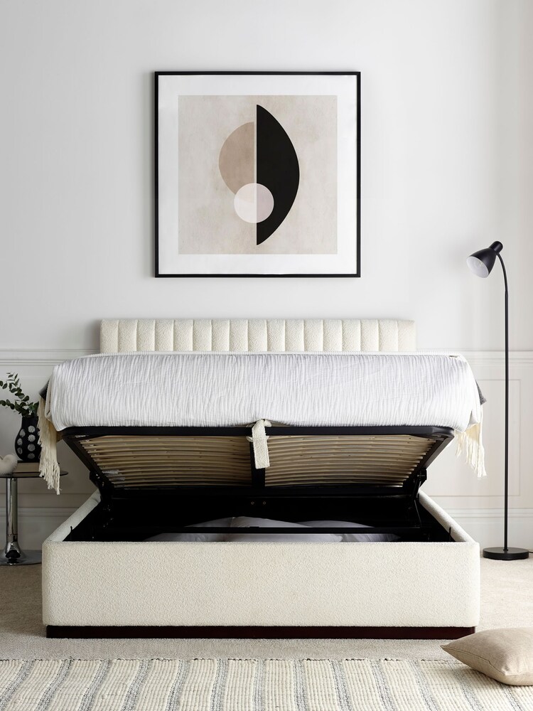 time4sleep Cream Anna Boucle End Lift Ottoman Storage Bed - Image 1 of 6