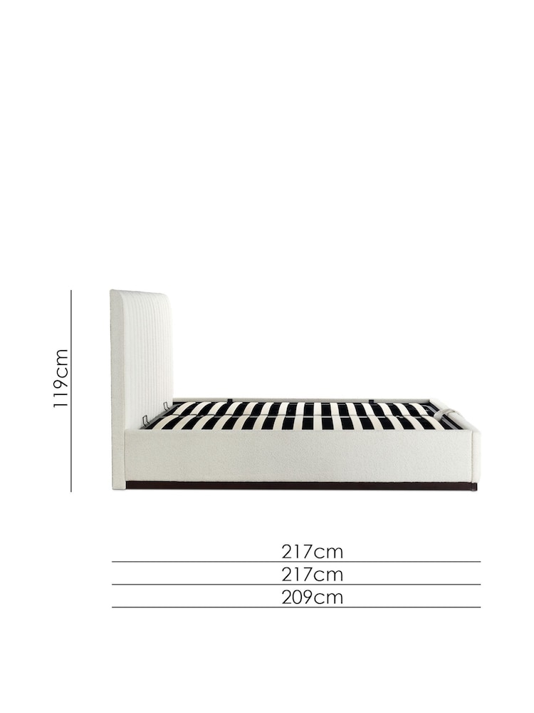 time4sleep Cream Anna Boucle End Lift Ottoman Storage Bed - Image 6 of 6