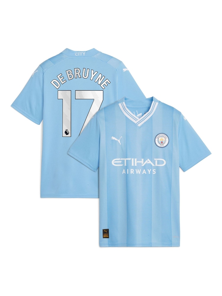 Puma Light Blue De Bruyne - 17 Kids Manchester City Home Replica 23/24 Football Shirt Kids - Image 1 of 2