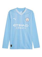 Puma Blue Blank Manchester City Home Long Sleeves Shirt Kids - Image 2 of 3