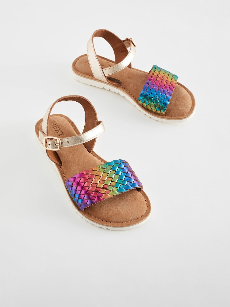 Rainbow Leather Woven Sandals - Image 1 of 5