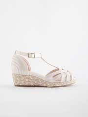 White Shimmer Heeled Wedge Sandals - Image 2 of 5