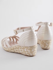 White Shimmer Heeled Wedge Sandals - Image 5 of 5