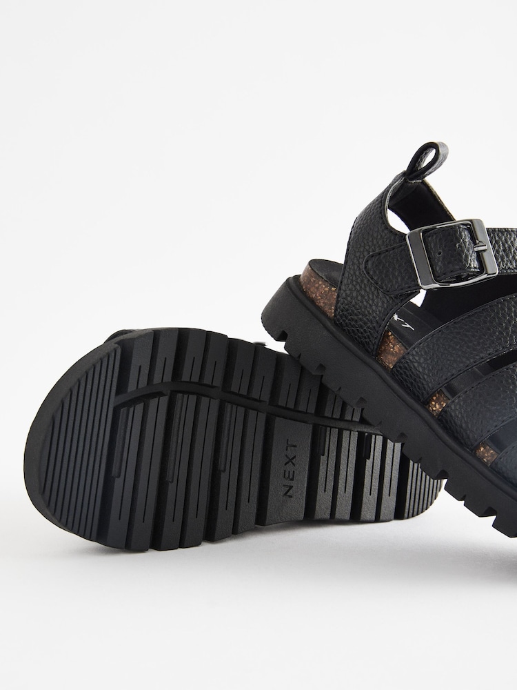 Black Chunky Corkbed Sandals - Image 8 of 8