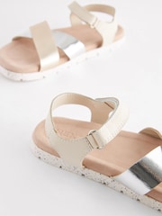 Mixed Metallic Leather Woven Sandals - Image 6 of 8