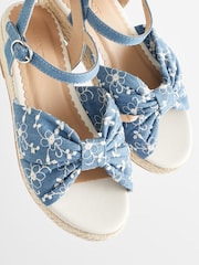 Blue Denim Bow Wedge Sandals - Image 5 of 7