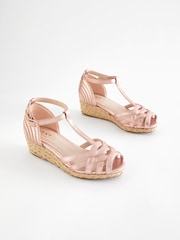 Rose Gold Heeled Wedge Sandals - Image 1 of 7