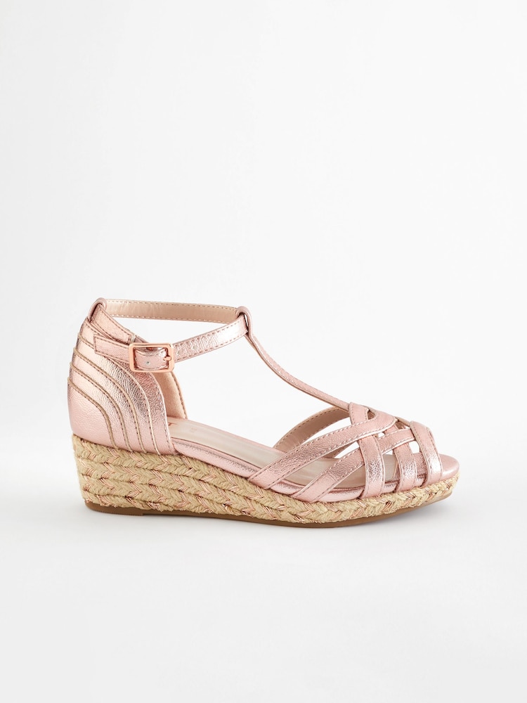 Rose Gold Heeled Wedge Sandals - Image 2 of 7