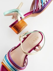 Multicolour Rainbow Platform Heel Occasion Sandals - Image 3 of 5