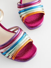 Multicolour Rainbow Platform Heel Occasion Sandals - Image 4 of 5