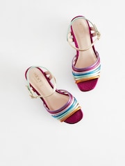 Multicolour Rainbow Platform Heel Occasion Sandals - Image 5 of 5