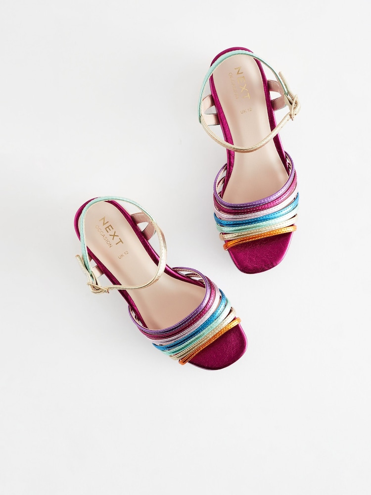 Multicolour Rainbow Platform Heel Occasion Sandals - Image 5 of 5