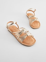 Gold Metallic Strappy Sandals - Image 1 of 5