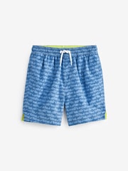 Light Blue Shark Printed Swim Shorts (3-16yrs) - Image 4 of 6