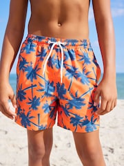 Orange Palm Tree Printed Swim Shorts (3-16yrs) - Image 1 of 7