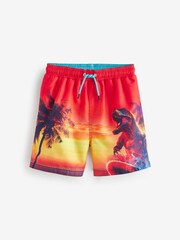 Orange Dino Printed Swim Shorts (3-16yrs) - Image 1 of 5