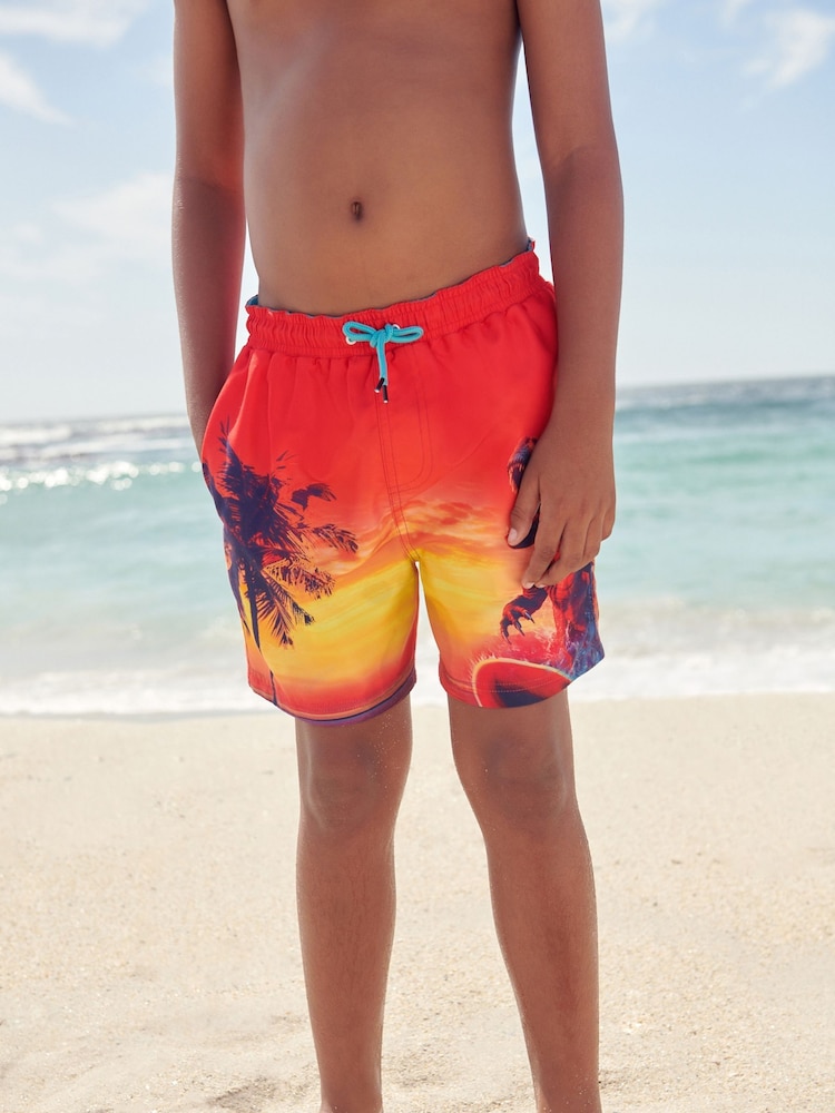 Orange Dino Printed Swim Shorts (3-16yrs) - Image 2 of 5