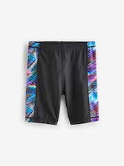Black/Blue Longer Length Stretch Swim Shorts (3-16yrs) - Image 1 of 7