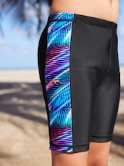 Black/Blue Longer Length Stretch Swim Shorts (3-16yrs) - Image 4 of 7