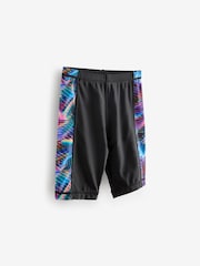 Black/Blue Longer Length Stretch Swim Shorts (3-16yrs) - Image 6 of 7