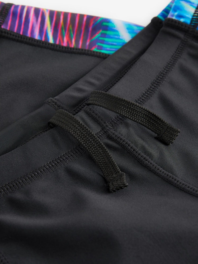 Black/Blue Longer Length Stretch Swim Shorts (3-16yrs) - Image 7 of 7