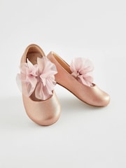 Pink Standard Fit (F) Mary Jane Flower Girl Bow Occasion Shoes - Image 1 of 5