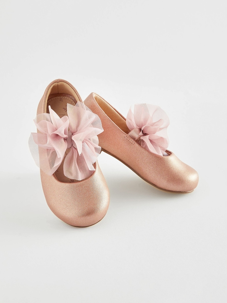 Pink Standard Fit (F) Mary Jane Flower Girl Bow Occasion Shoes - Image 1 of 5