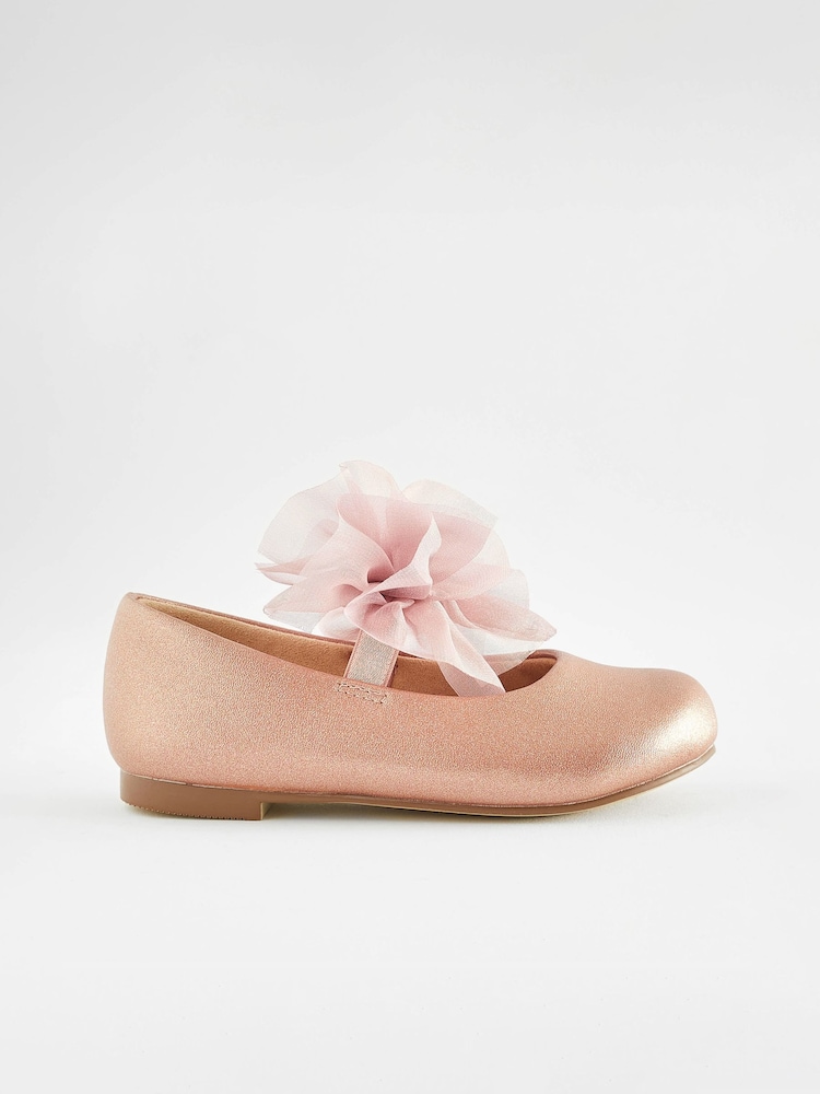Pink Standard Fit (F) Mary Jane Flower Girl Bow Occasion Shoes - Image 2 of 5