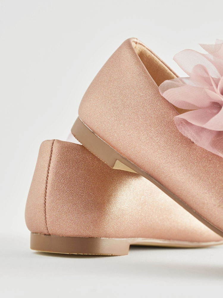 Pink Standard Fit (F) Mary Jane Flower Girl Bow Occasion Shoes - Image 3 of 5
