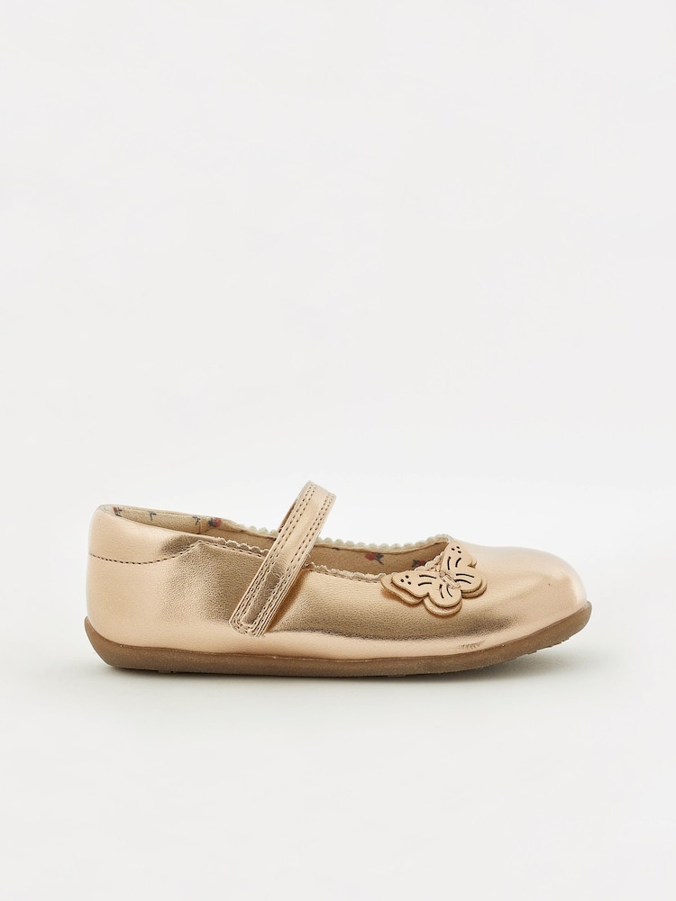 Rose Gold Standard Fit (F) Butterfly Mary Jane Shoes - Image 2 of 5