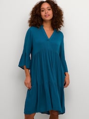 Kaffe Blue Marianah A-Shape 3/4 Sleeve Dress - Image 3 of 6