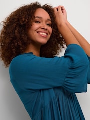 Kaffe Blue Marianah A-Shape 3/4 Sleeve Dress - Image 4 of 6