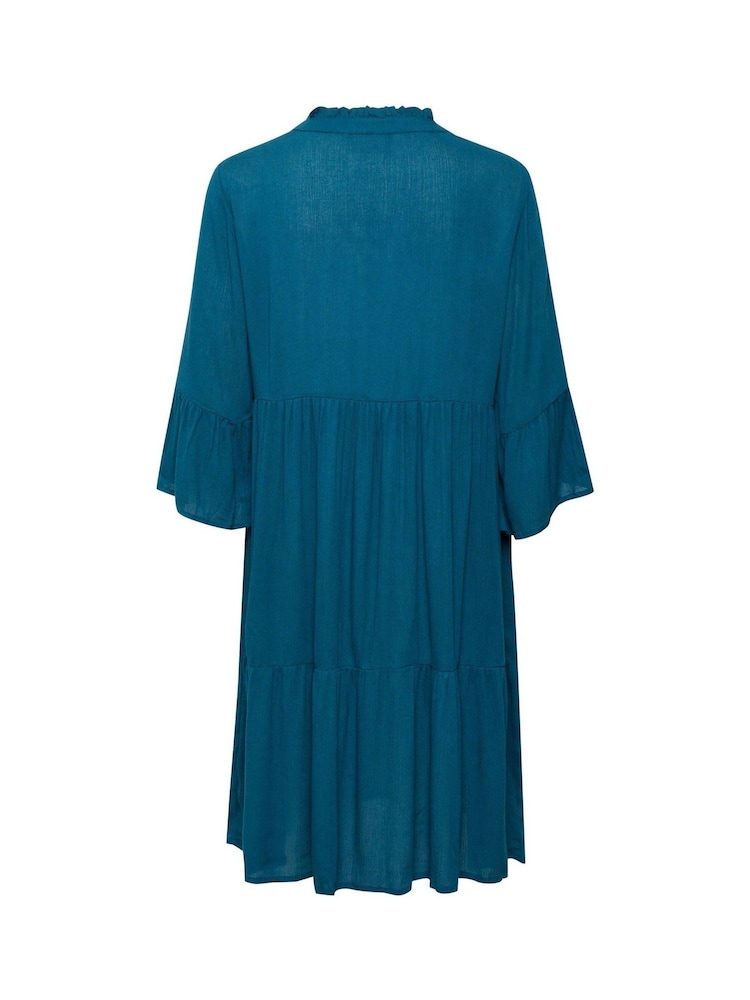 Kaffe Blue Marianah A-Shape 3/4 Sleeve Dress - Image 6 of 6