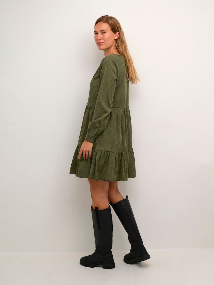 Kaffe Green Corina V-Neck Dress - Image 2 of 7