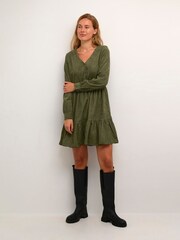 Kaffe Green Corina V-Neck Dress - Image 3 of 7