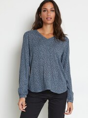 Kaffe Blue Rita Casual V-Neck Blouse - Image 1 of 6