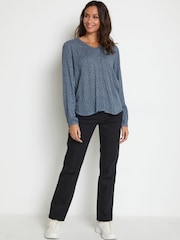 Kaffe Blue Rita Casual V-Neck Blouse - Image 3 of 6