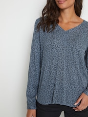 Kaffe Blue Rita Casual V-Neck Blouse - Image 4 of 6